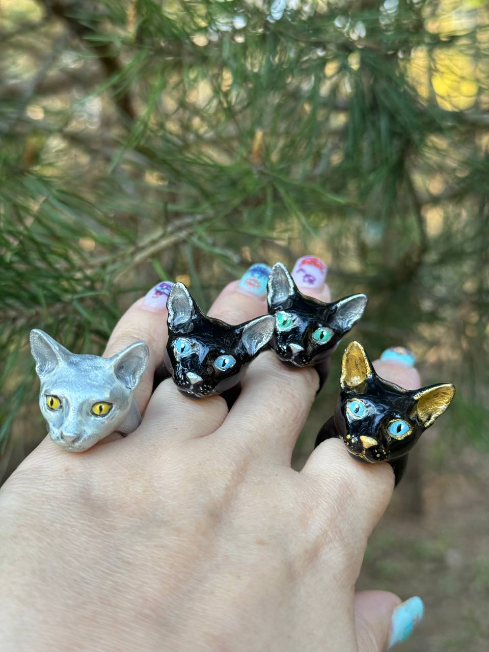 Кольцо с кошкой
