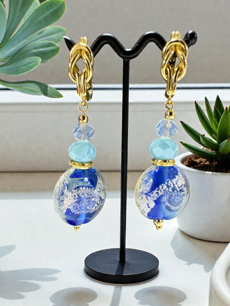 Серьги "Голубое кружево"