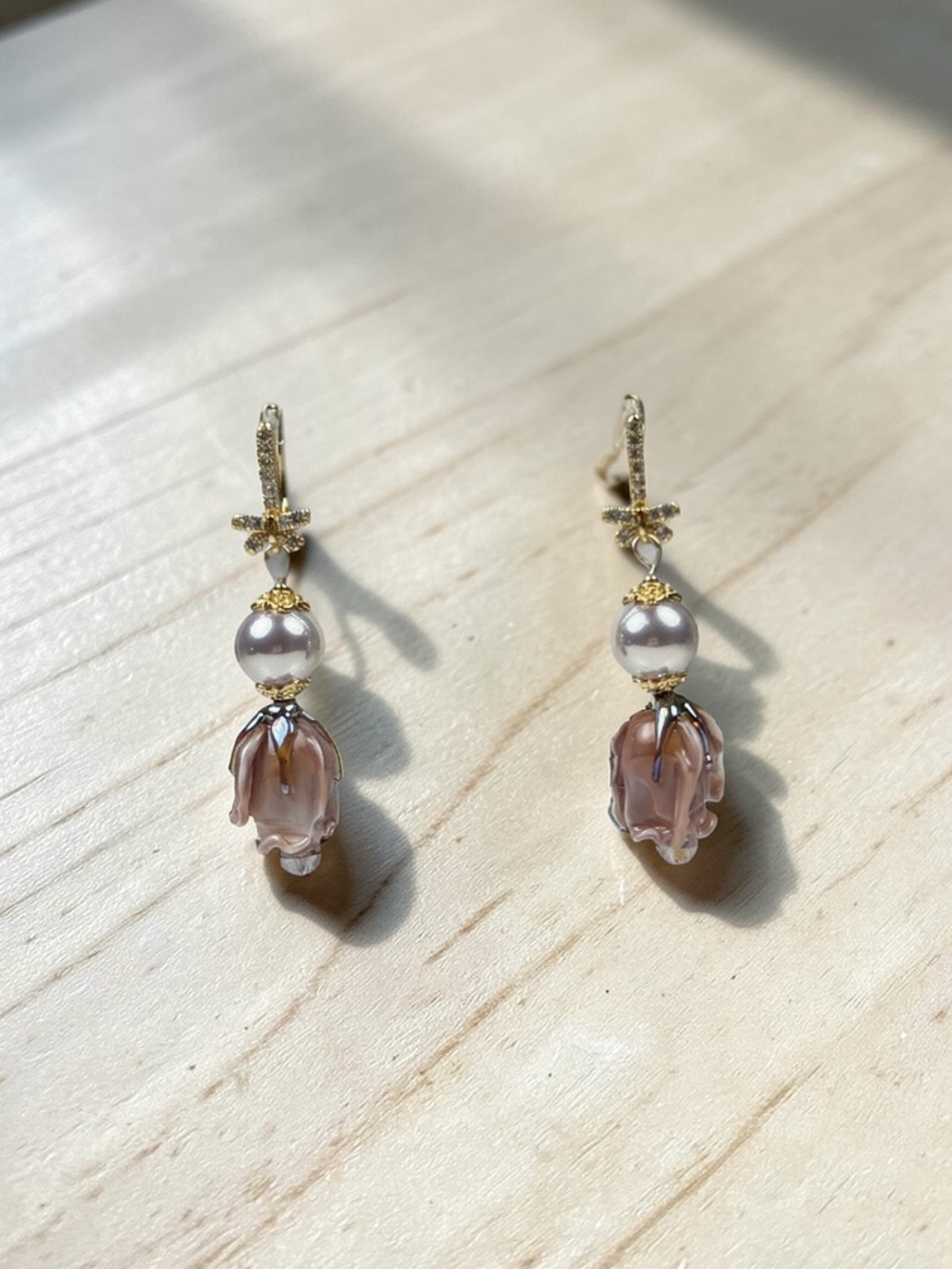 Серьги "Шелковая роза"