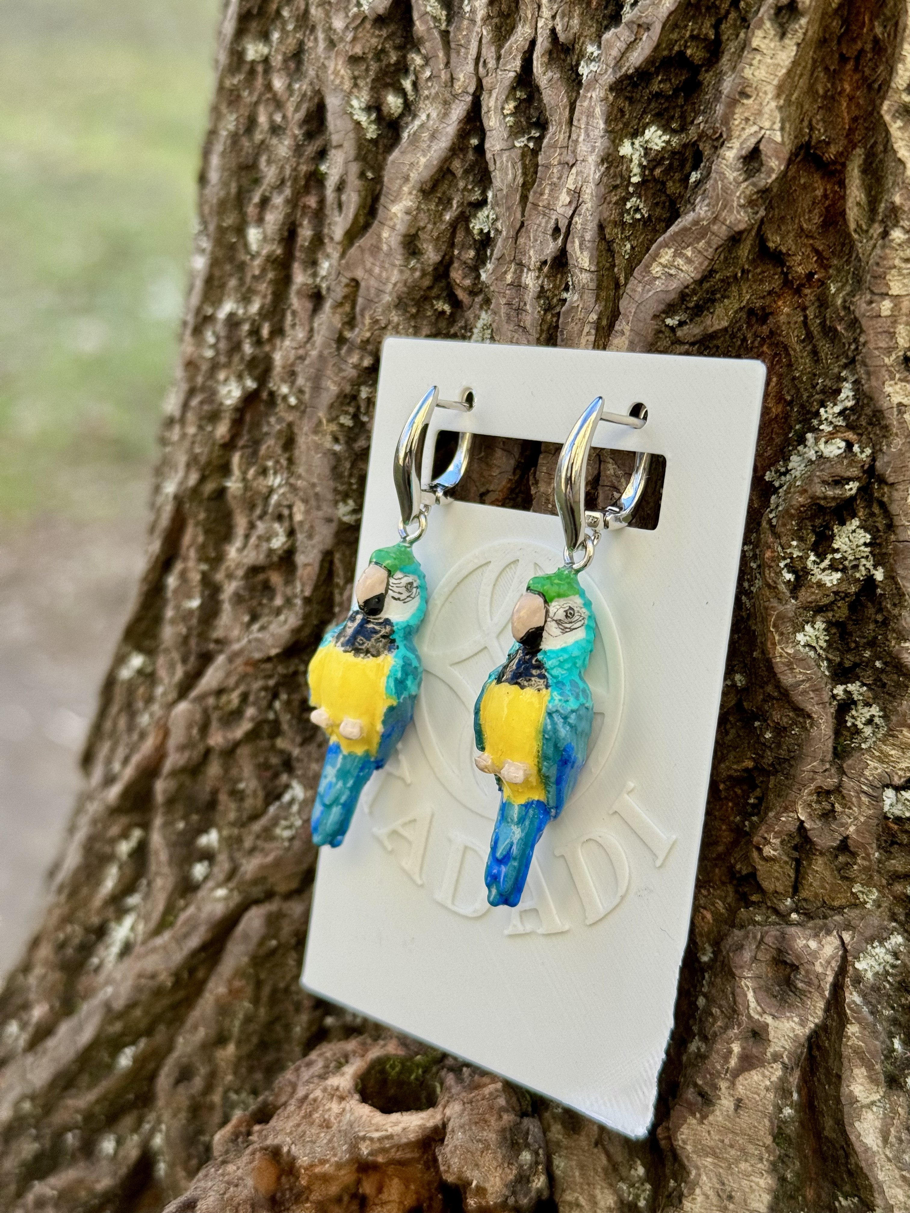 Серьги "Зеленый Ара"